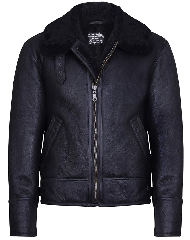 Men's Black B3 'Air Force' Real Shearling Sheepskin Aviator